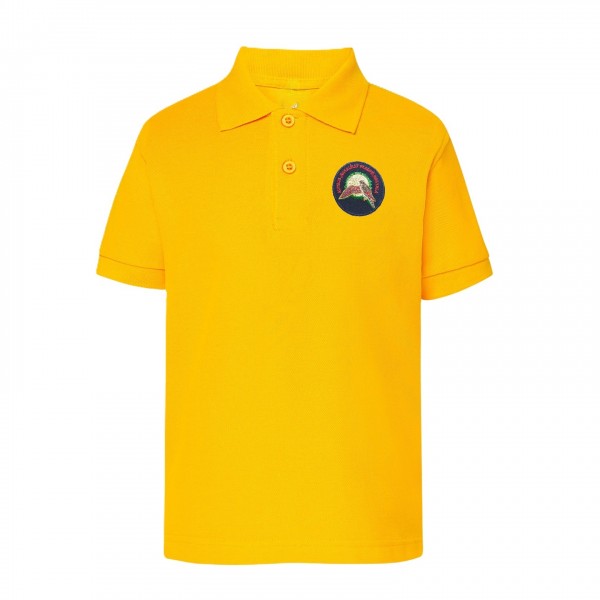 Geltoni polo marškinėliai su emblema berniukams/vaikinams