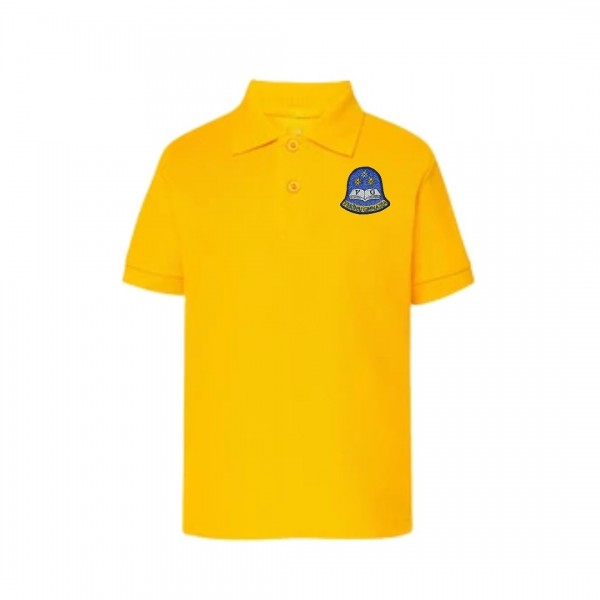 Geltoni polo marškinėliai su emblema berniukams/vaikinams