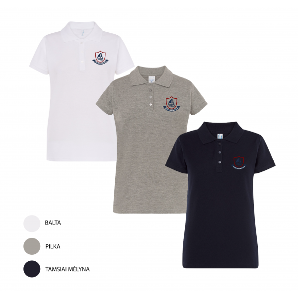 Polo marškinėliai  mergaitei/merginai su mokyklos emblema