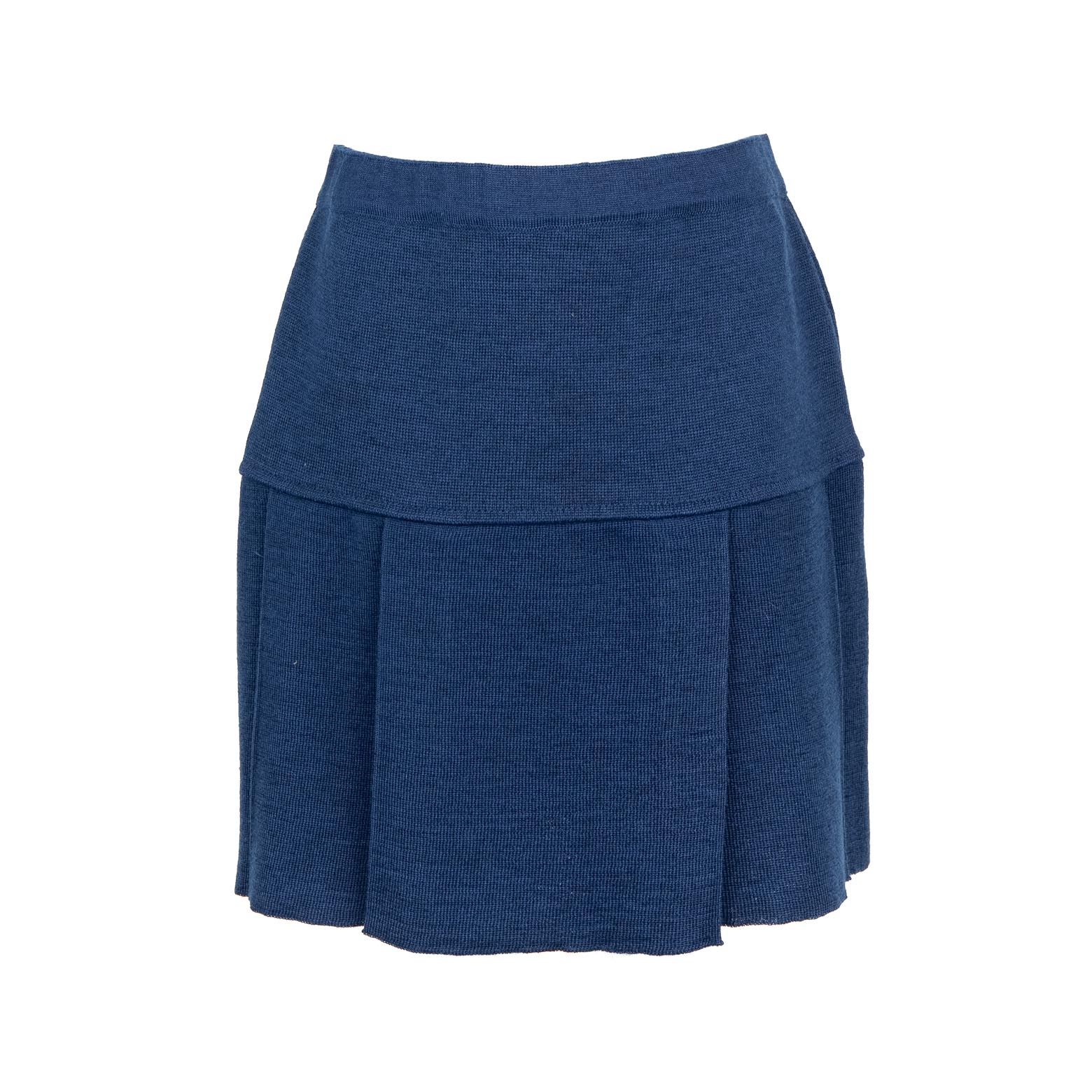 Megztas mėlynas klostuotas sijonas -0