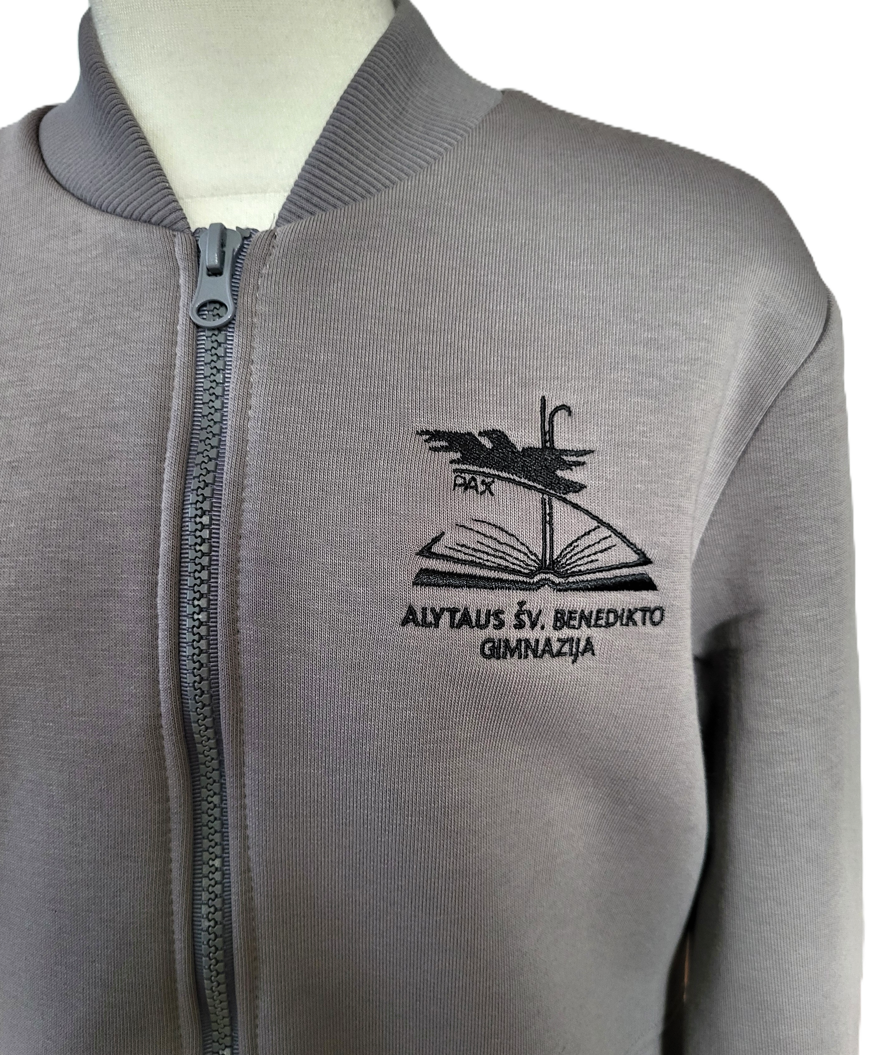 Sportinio stiliaus trikotažinis bliuzonas su mokyklos emblema - Image 2