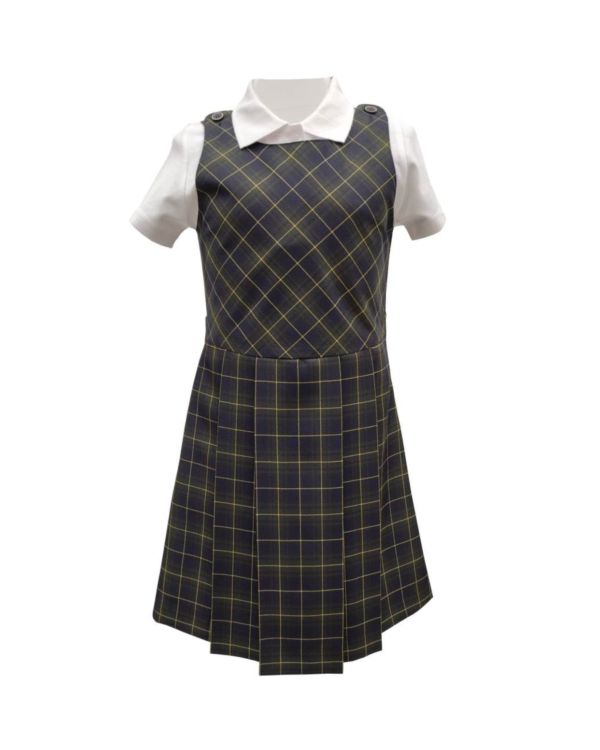 Languotas sarafanas be mokyklos emblemos