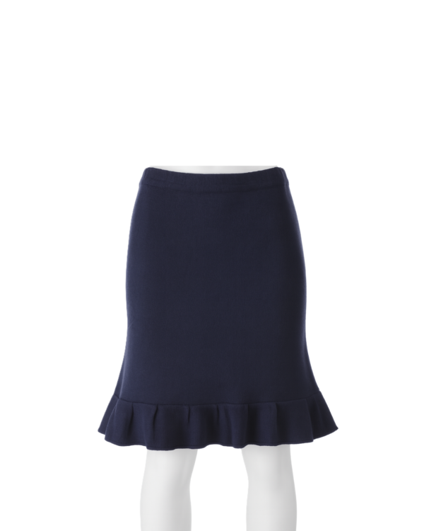 Tamsiai mėlynas megztas sijonas banguota apačia