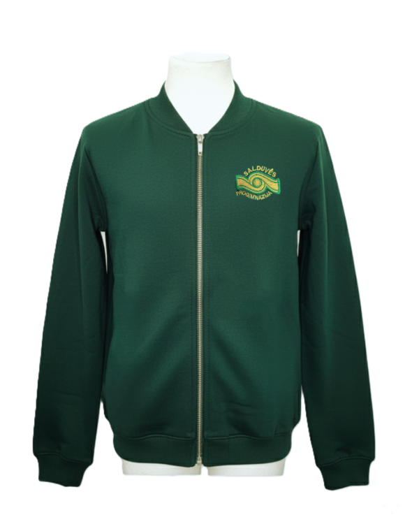 Sportinio stiliaus trikotažinis bliuzonas su mokyklos emblema