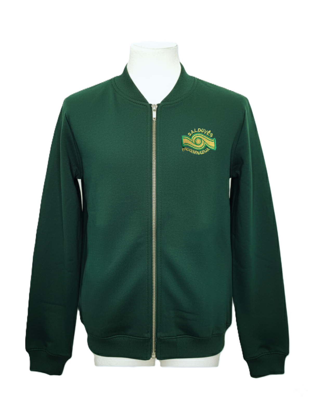 Sportinio stiliaus trikotažinis bliuzonas su mokyklos emblema