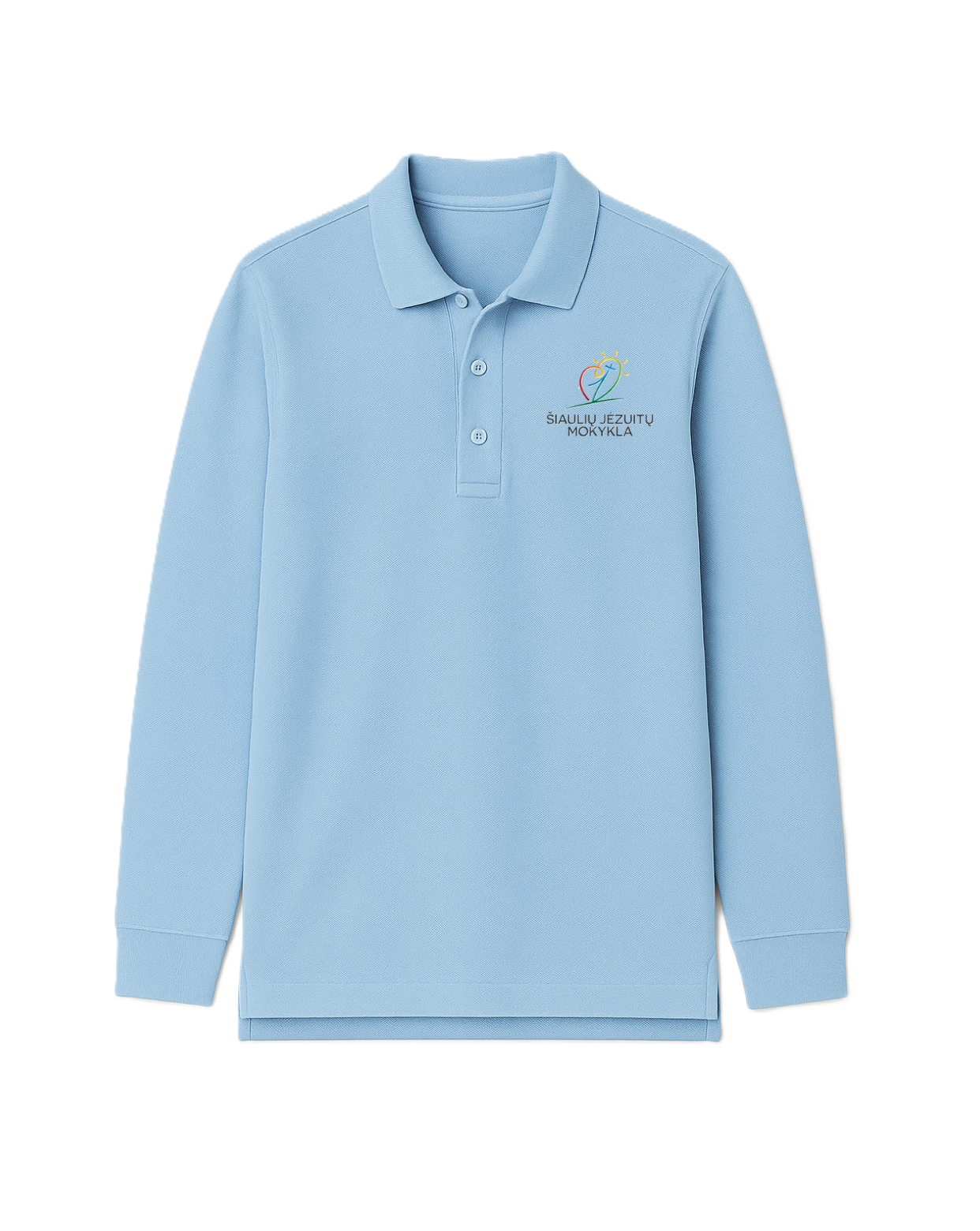 Polo marškinėliai ilgomis rankovėmis su mokyklos logotipu