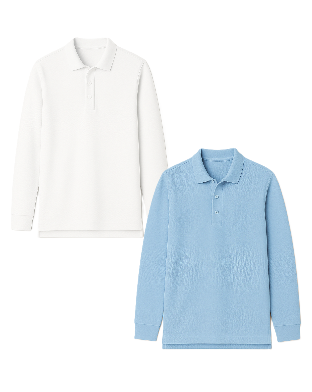 Polo marškinėliai ilgomis rankovėmis be mokyklos emblemos
