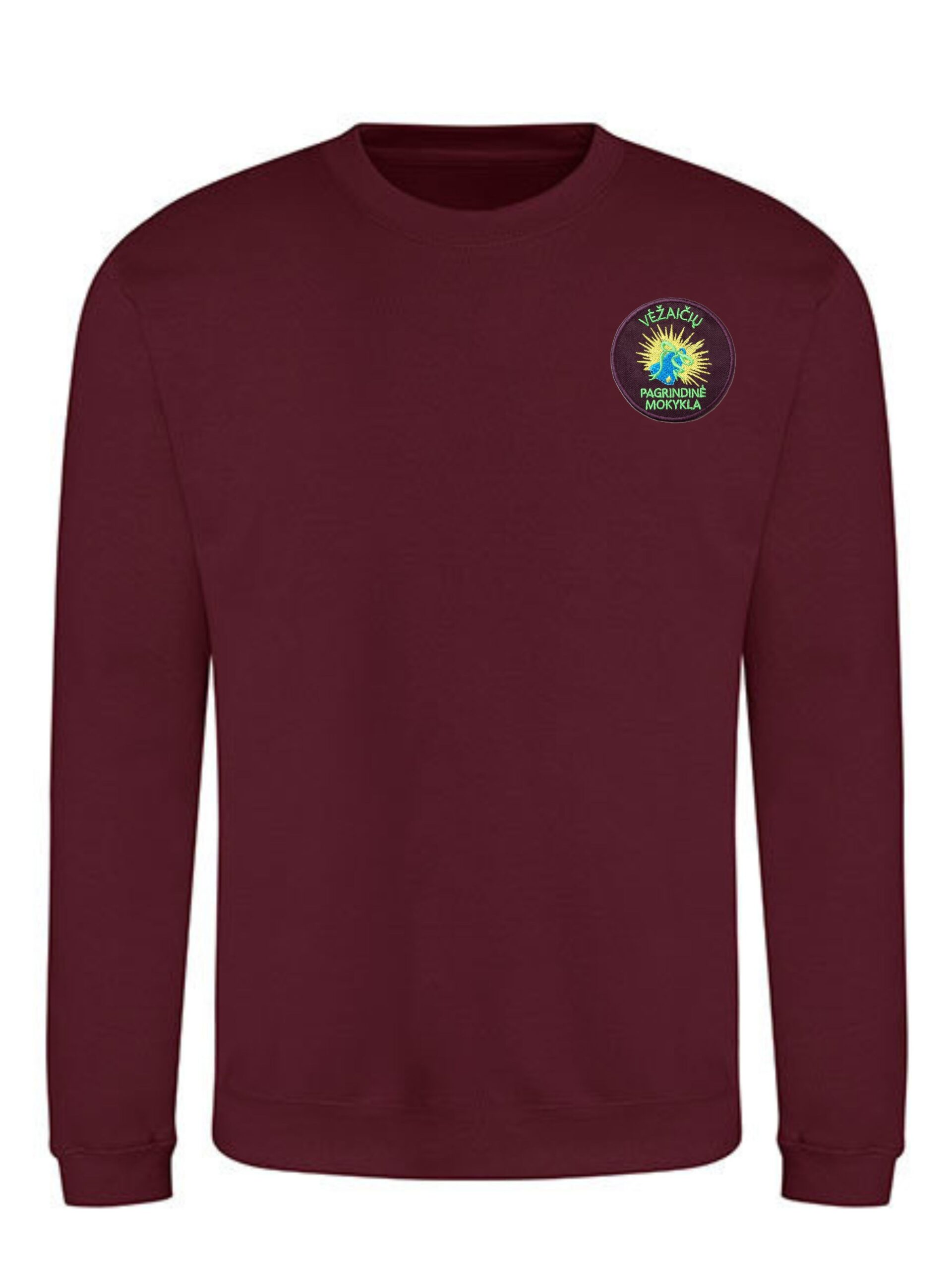 Trikotažinis sportinio tipo džemperis su mokyklos emblema