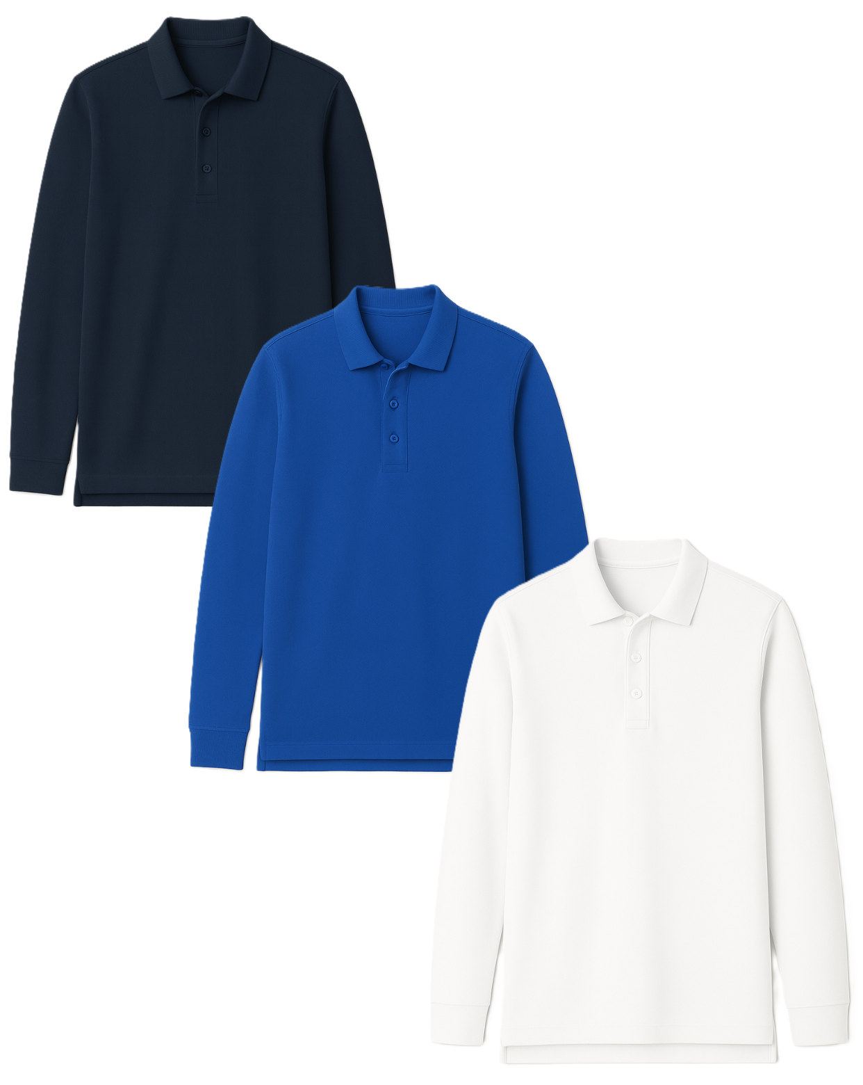 Polo marškinėliai ilgomis rankovėmis be mokyklos emblemos