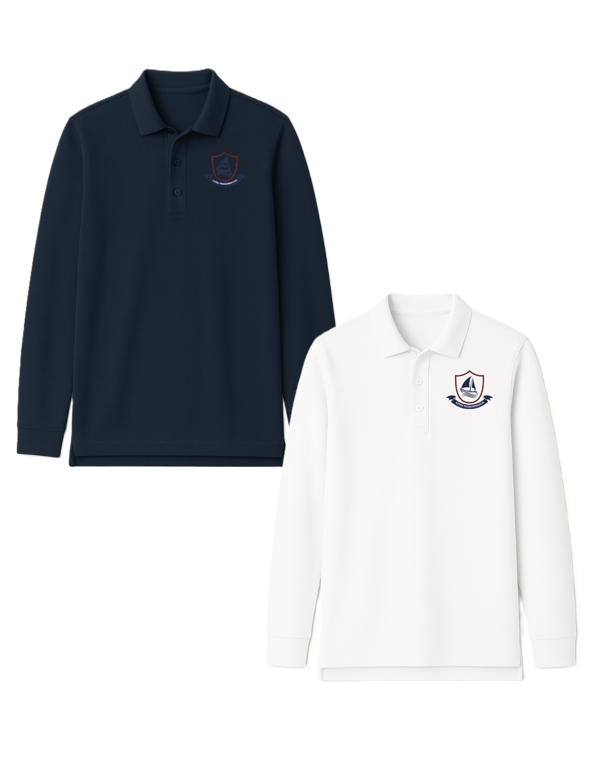 Polo marškinėliai ilgomis rankovėmis su mokyklos logotipu