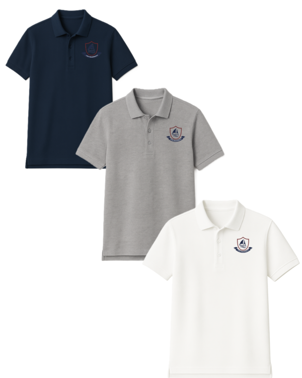 Polo marškinėliai trumpomis rankovėmis su mokyklos logotipu