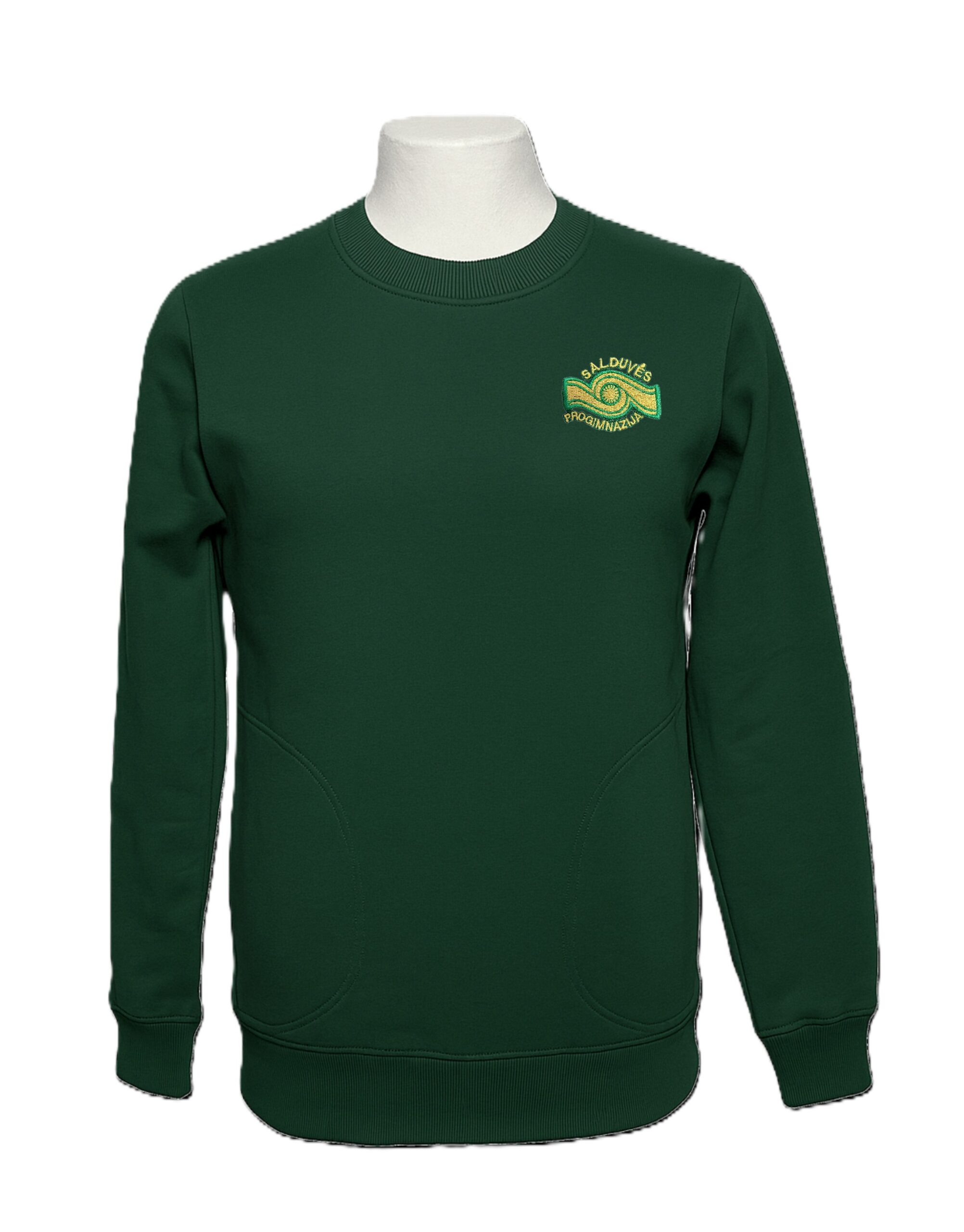 Sportinio stiliaus trikotažinis bliuzonas su mokyklos emblema