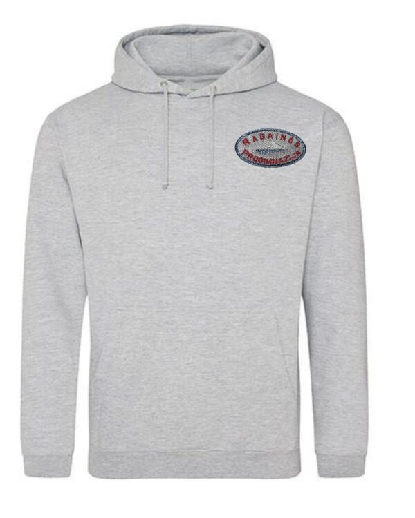 Trikotažinis sportinio tipo džemperis su gobtuvu ir mokyklos emblema