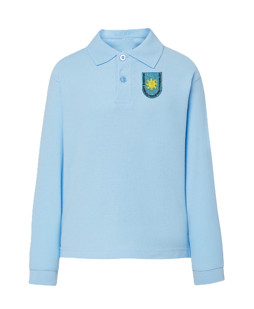 Polo marškinėliai ilgomis rankovėmis su mokyklos logotipu