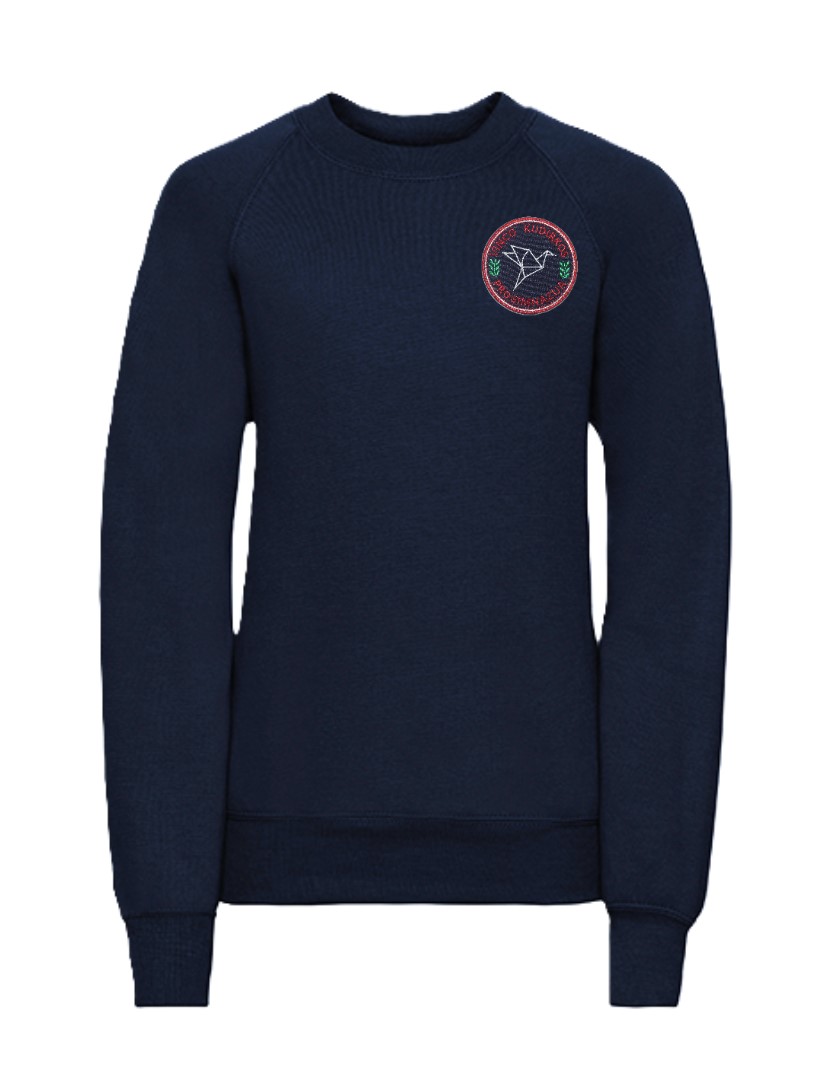 Trikotažinis džemperis be gobtuvo su mokyklos logotipu