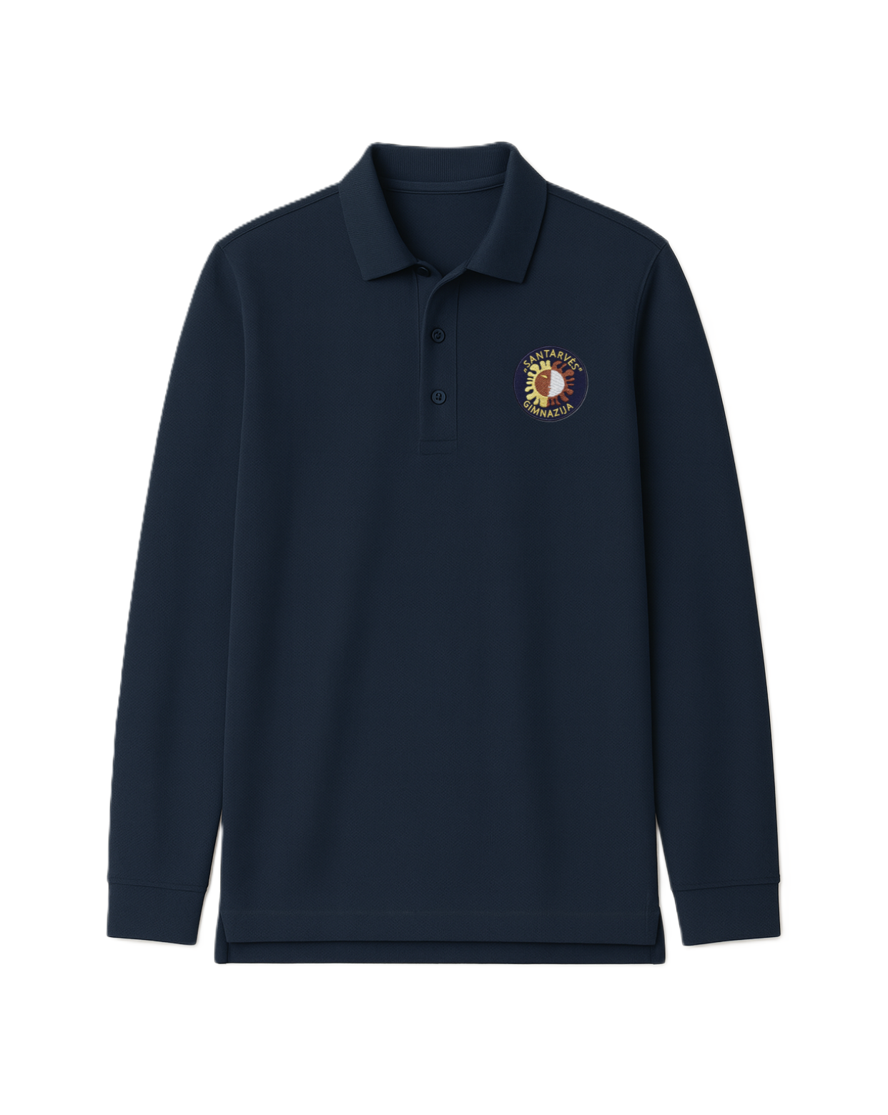Polo marškinėliai ilgomis rankovėmis su mokyklos logotipu