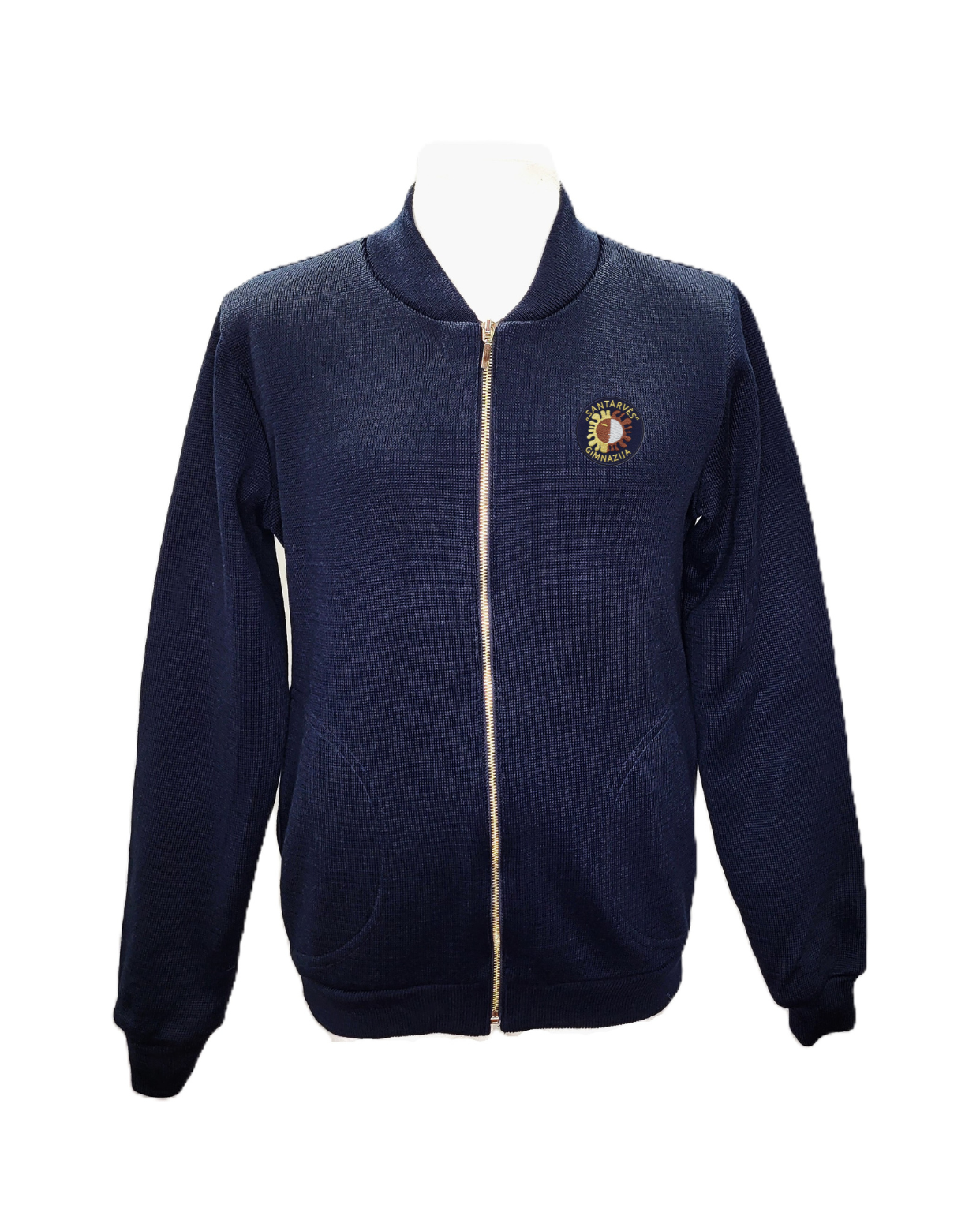 Užtraukiamas megztinis su mokyklos emblema