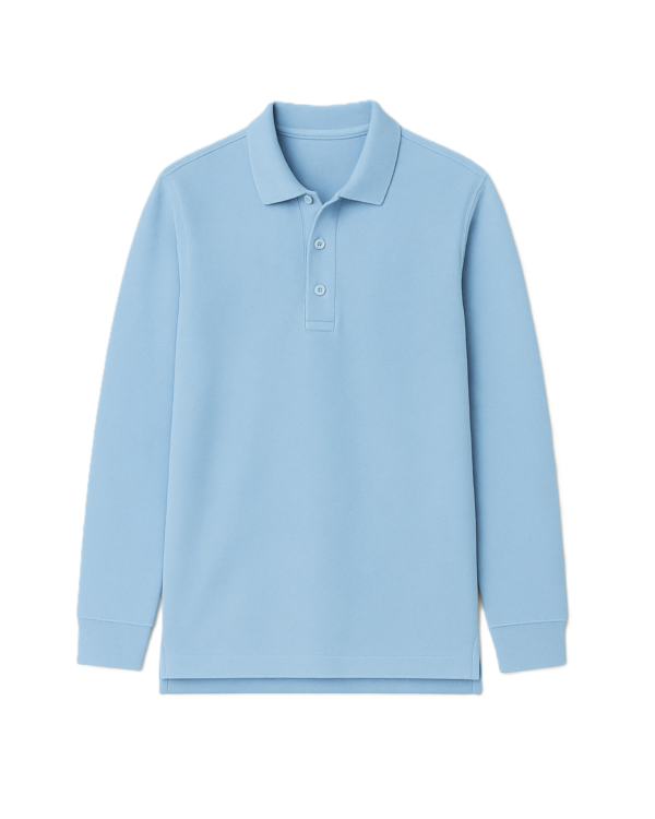 Polo marškinėliai ilgomis rankovėmis be mokyklos emblemos