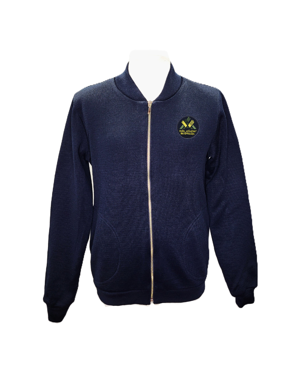 Užtraukiamas megztinis su mokyklos emblema