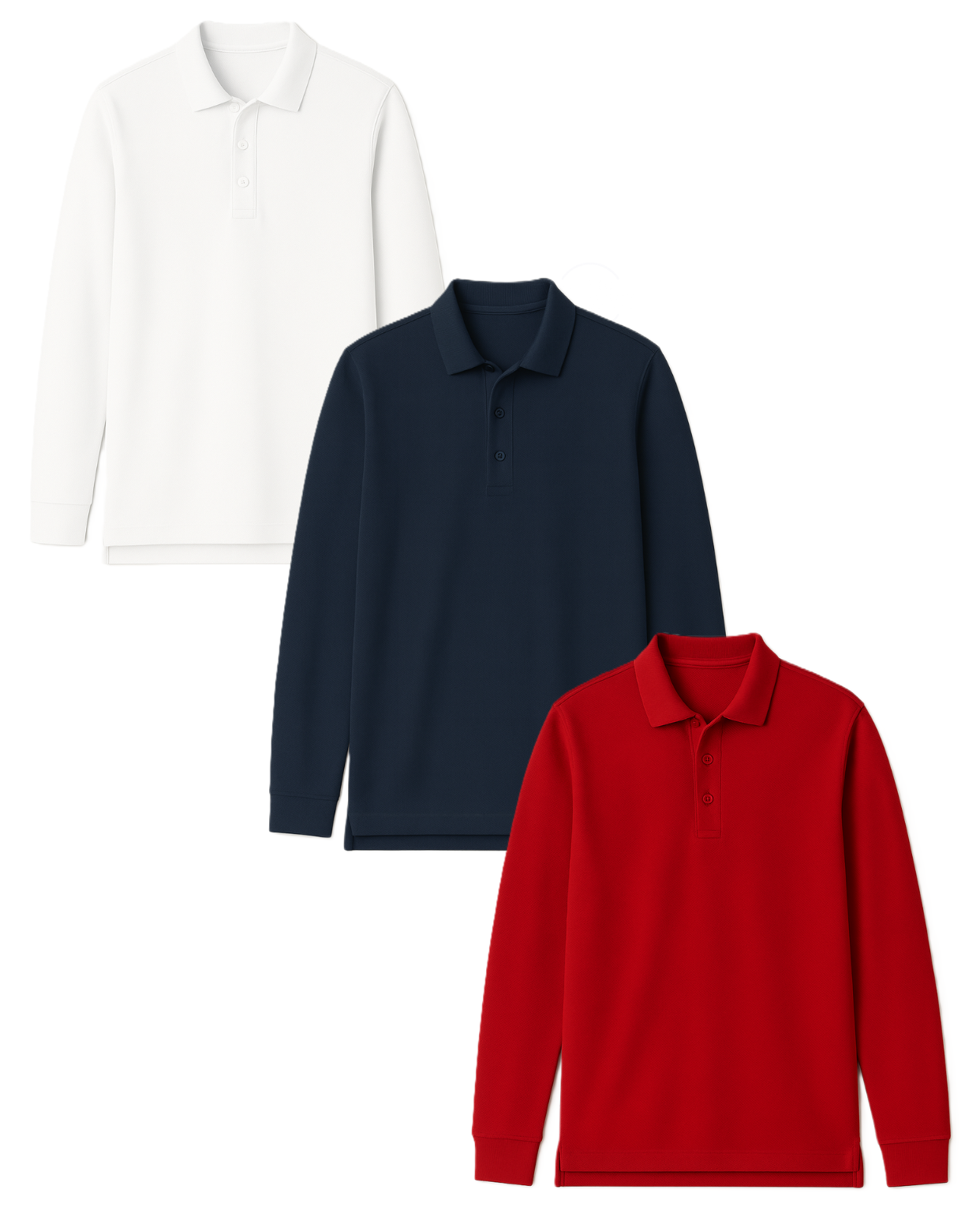 Polo marškinėliai ilgomis rankovėmis be mokyklos emblemos