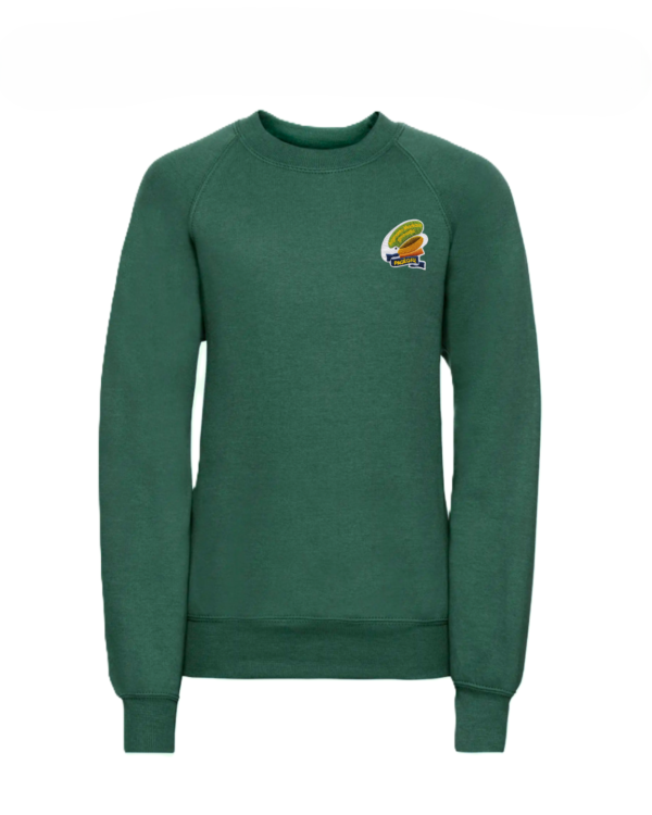 Trikotažinis džemperis be gobtuvo su mokyklos logotipu