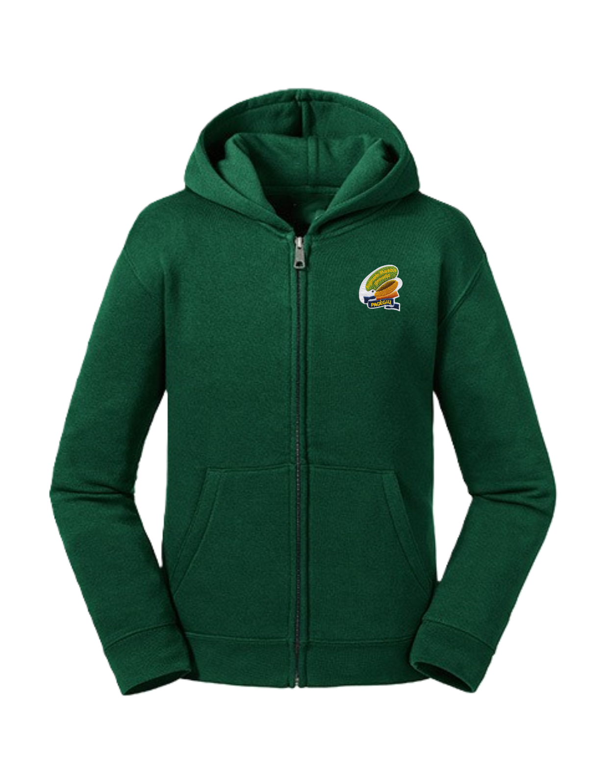 Trikotažinis džemperis su užtrauktuku ir mokyklos emblema