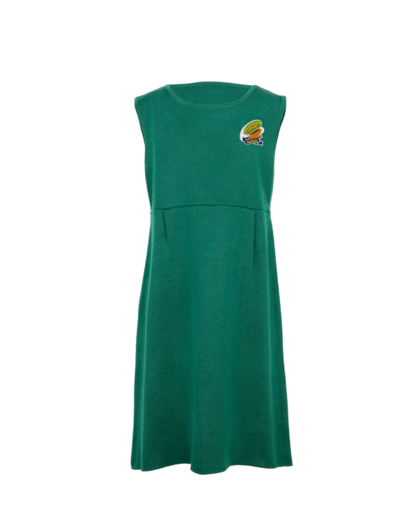 Lygus sarafanas su mokyklos emblema