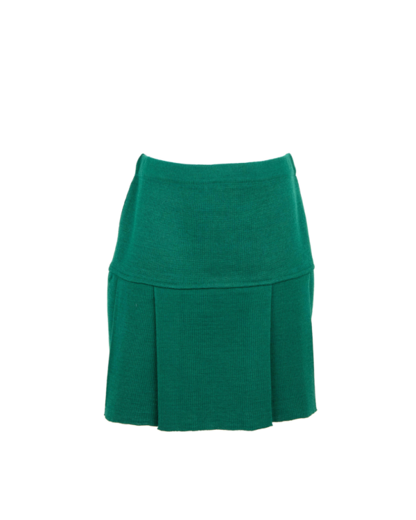 Megztas žalias klostuotas sijonas