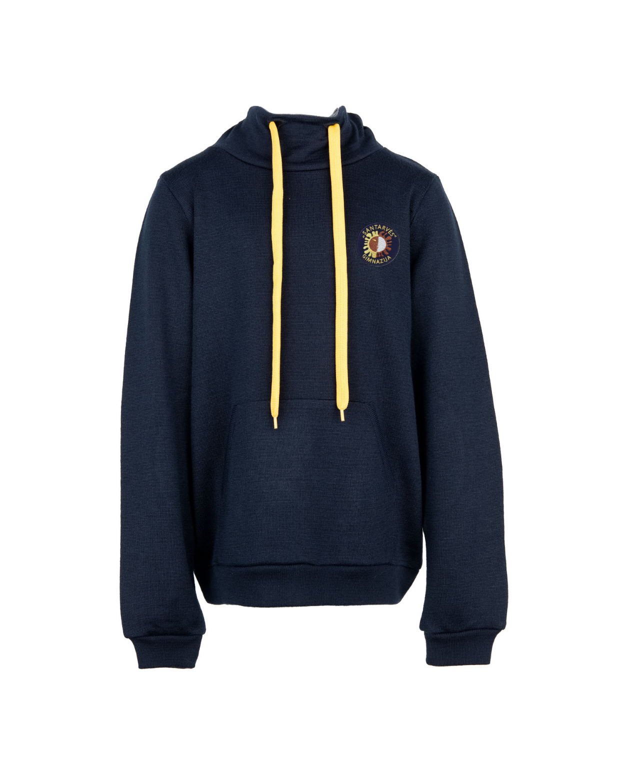 Megztas sportinis džemperis su mokyklos emblema