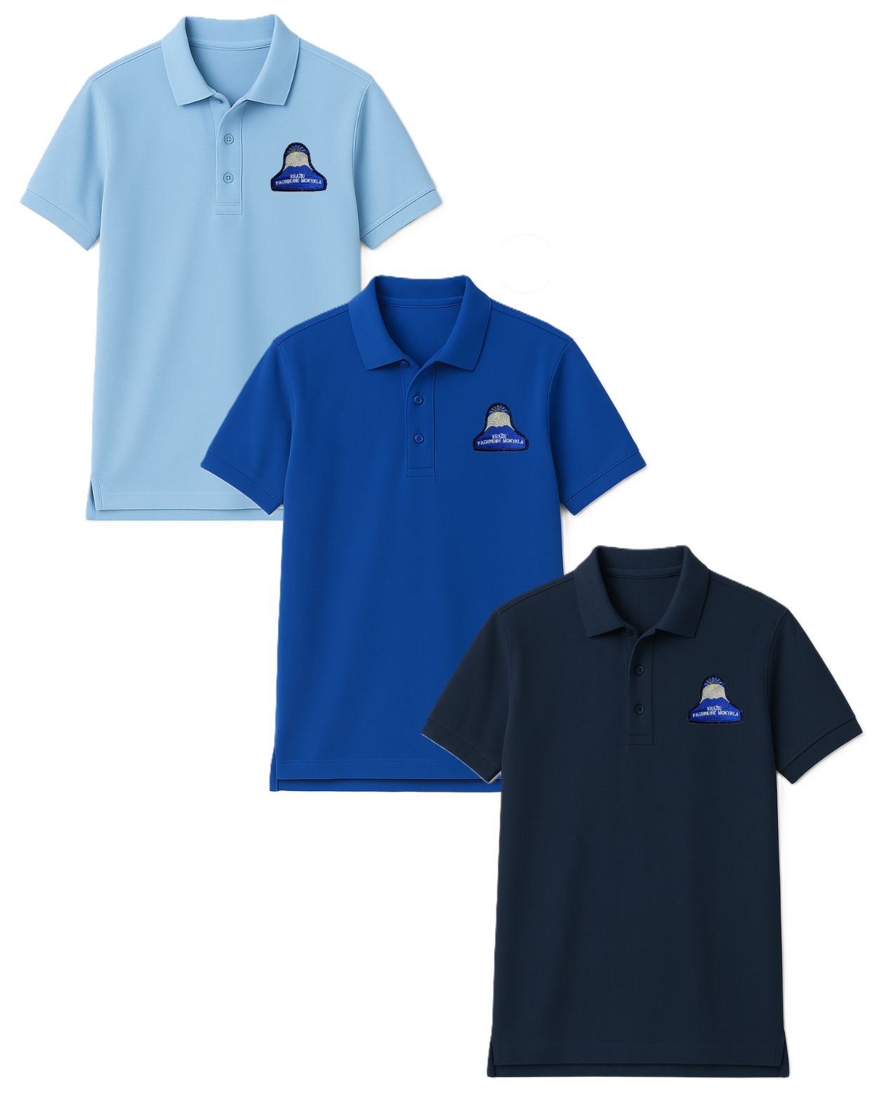 Polo marškinėliai trumpomis rankovėmis su mokyklos logotipu