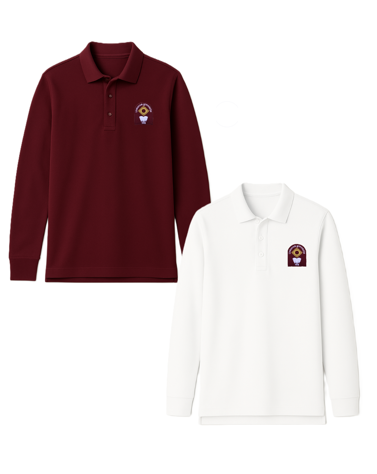 Polo marškinėliai ilgomis rankovėmis su mokyklos logotipu