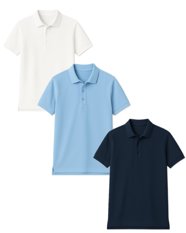 Polo marškinėliai trumpomis rankovėmis be mokyklos emblemos