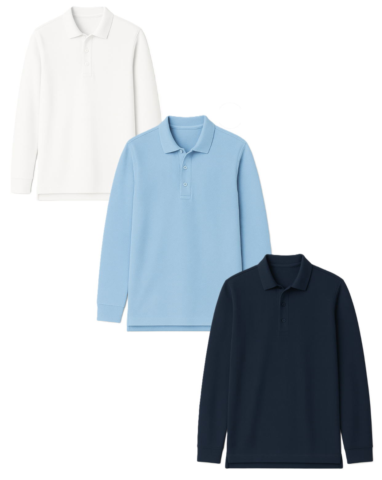 Polo marškinėliai ilgomis rankovėmis be mokyklos emblemos