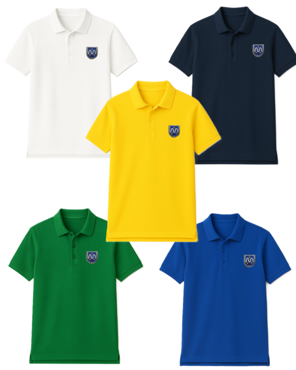 Polo marškinėliai trumpomis rankovėmis su mokyklos logotipu