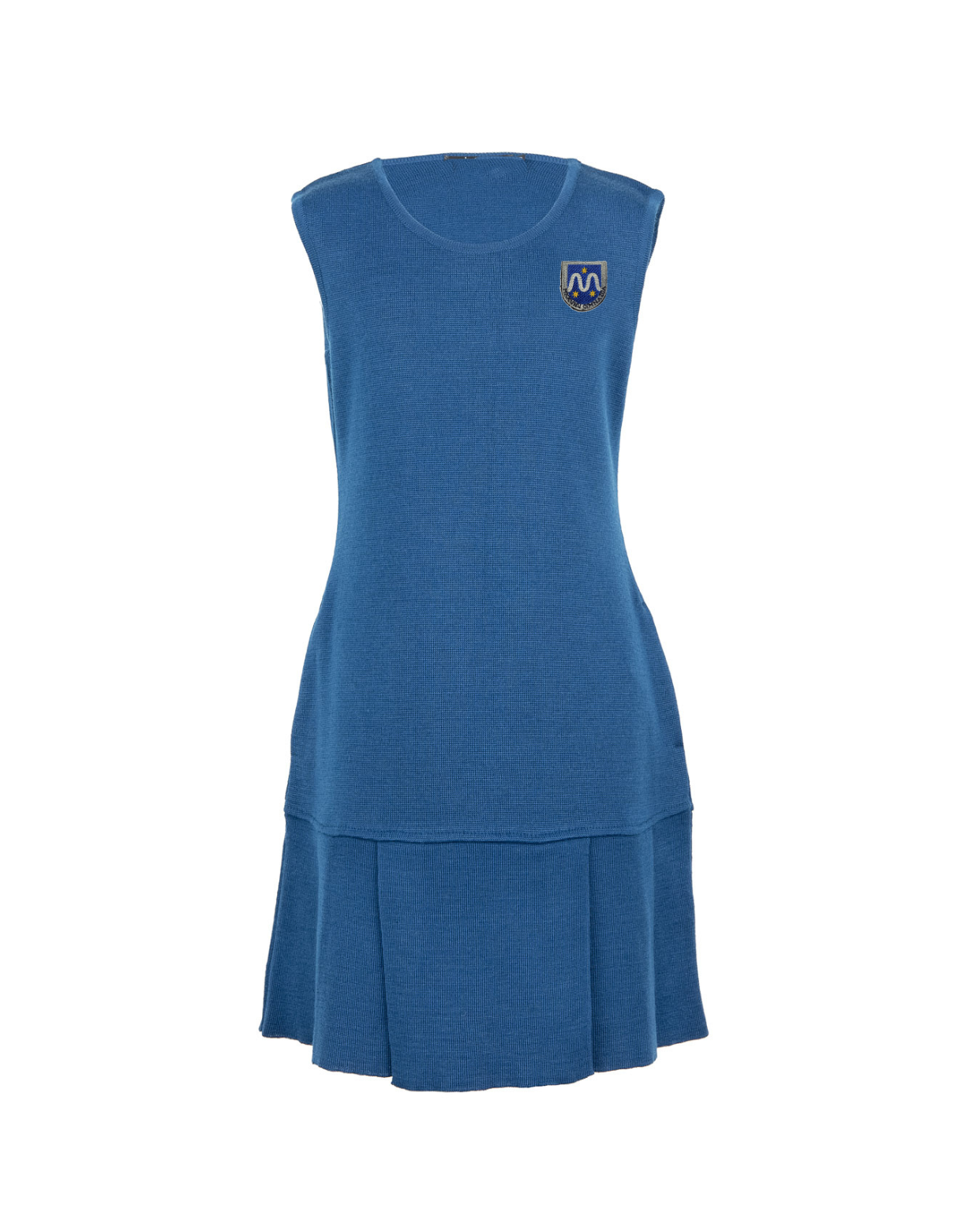 Klostuotas sarafanas su mokyklos emblema