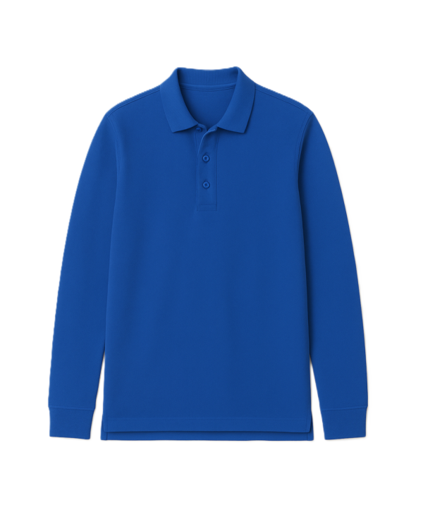 Polo marškinėliai ilgomis rankovėmis be mokyklos emblemos