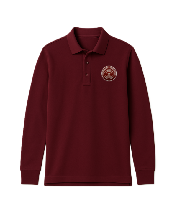 Polo marškinėliai ilgomis rankovėmis su mokyklos logotipu