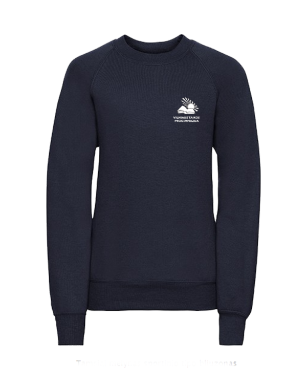 Trikotažinis sportinio tipo džemperis su mokyklos emblema