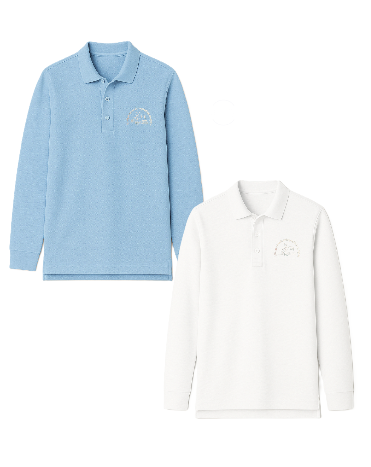 Polo marškinėliai ilgomis rankovėmis su mokyklos logotipu