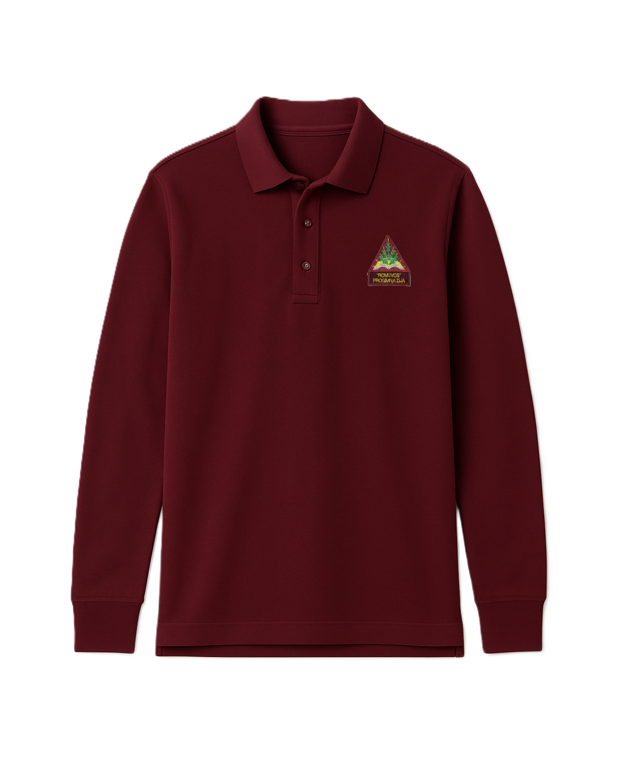 Polo marškinėliai ilgomis rankovėmis su mokyklos logotipu