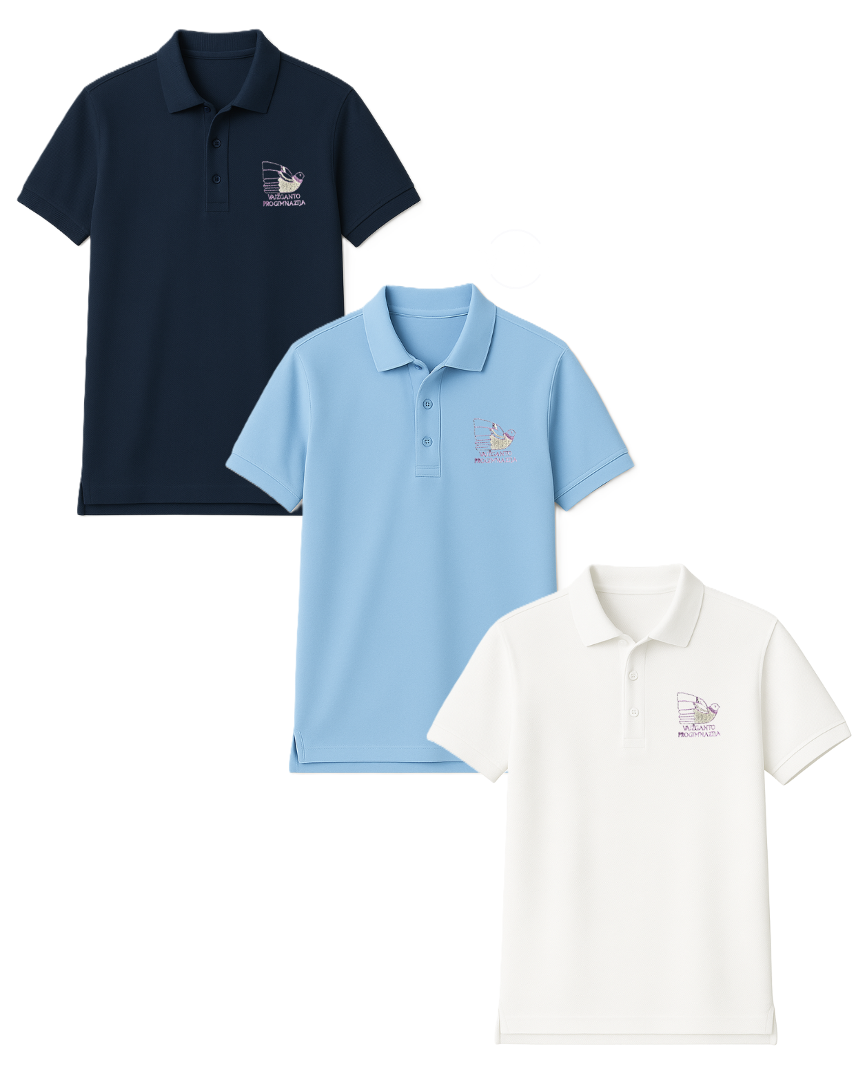 Polo marškinėliai trumpomis rankovėmis su mokyklos logotipu