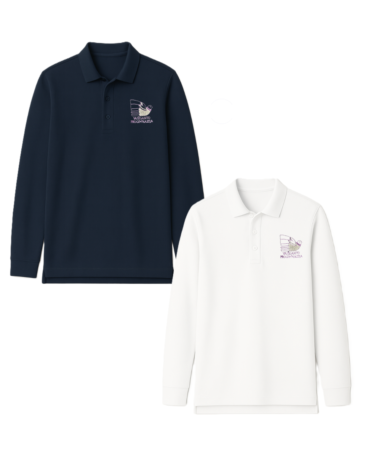 Polo marškinėliai ilgomis rankovėmis su mokyklos logotipu