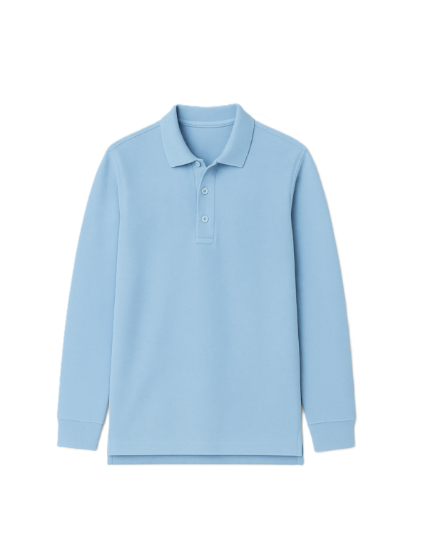 Polo marškinėliai ilgomis rankovėmis be mokyklos emblemos