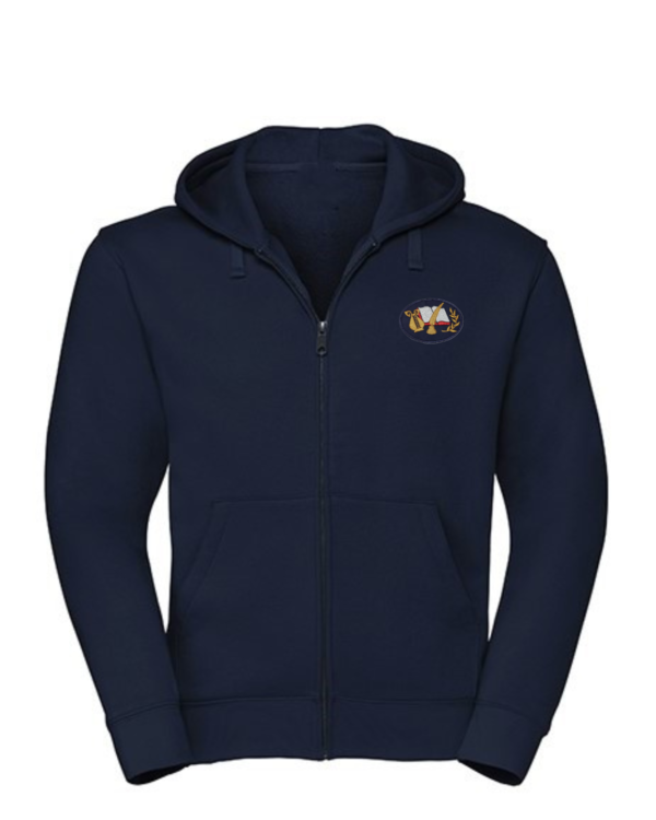 Trikotažinis džemperis su užtrauktuku ir mokyklos emblema