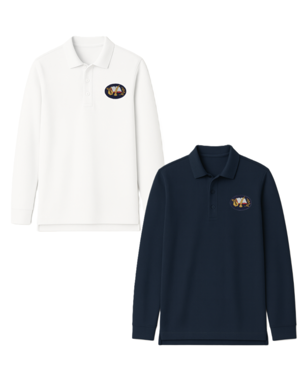 Polo marškinėliai ilgomis rankovėmis su mokyklos logotipu