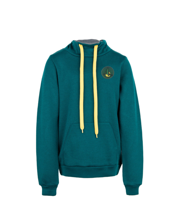 Megztas sportinis džemperis su mokyklos emblema