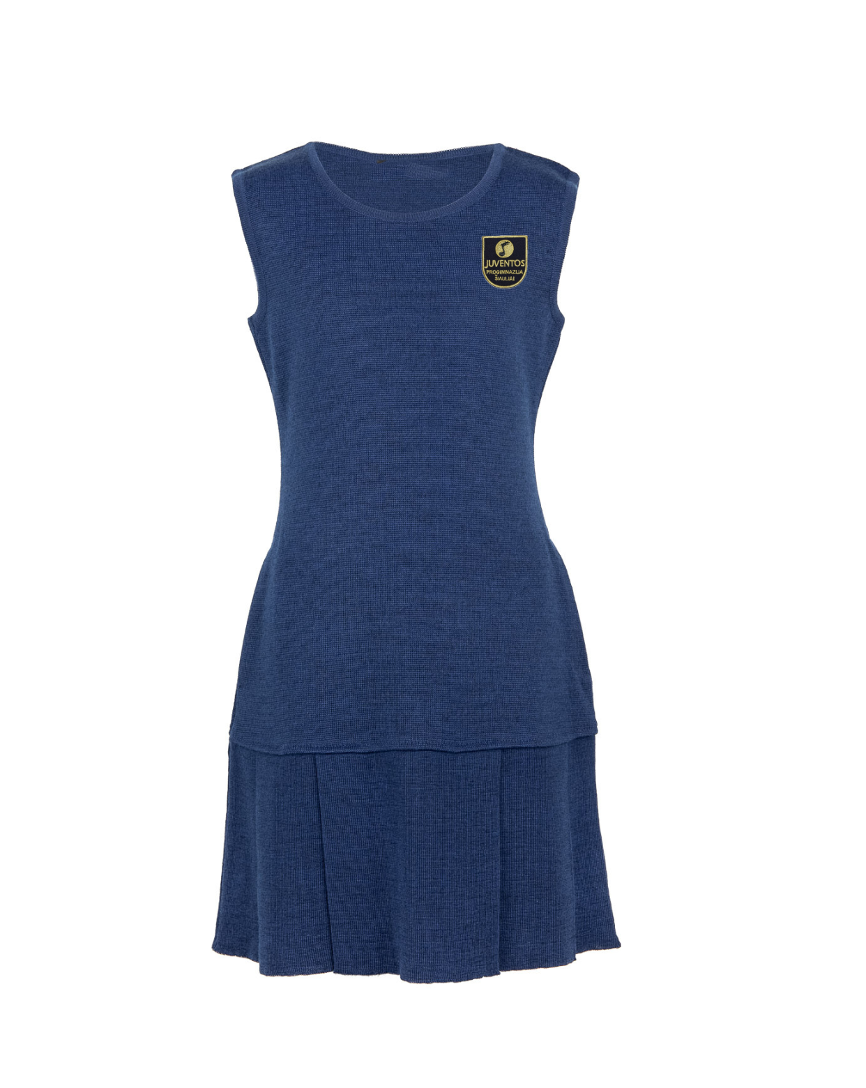Klostuotas sarafanas su mokyklos emblema