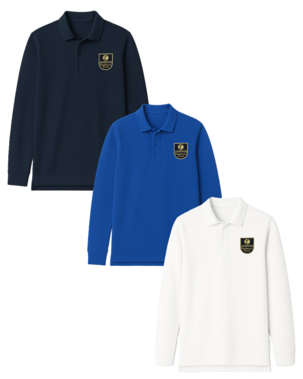 Polo marškinėliai ilgomis rankovėmis su mokyklos logotipu