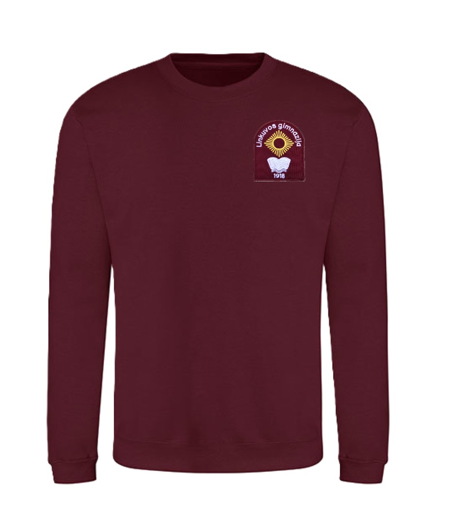 Trikotažinis sportinio tipo džemperis su mokyklos emblema