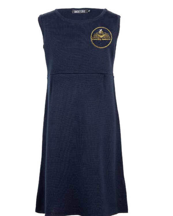 Lygus sarafanas su mokyklos emblema